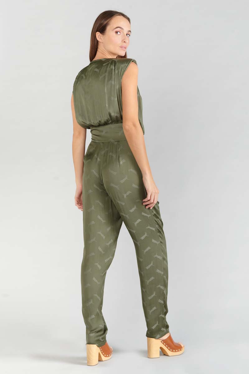 Khaki jacquard Arte jumpsuit