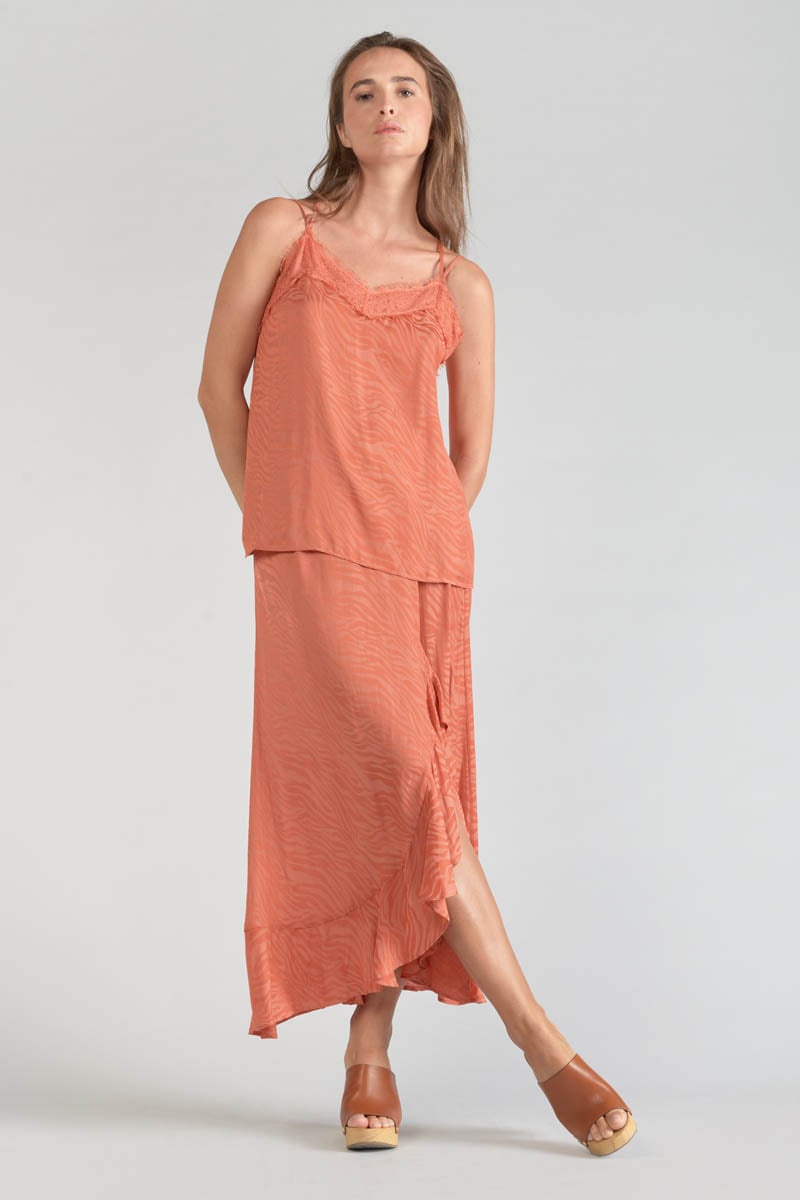 Orange coral jacquard Ayek camisole