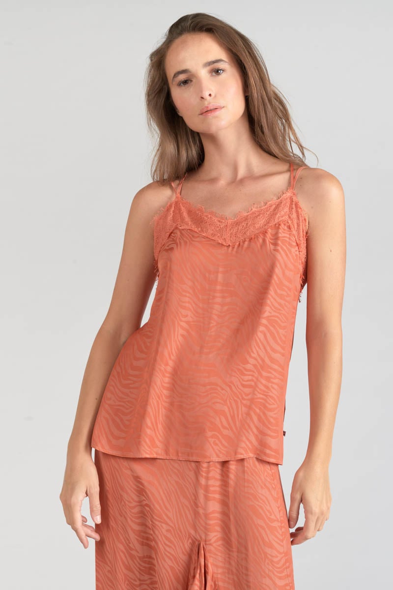 Orange coral jacquard Ayek camisole