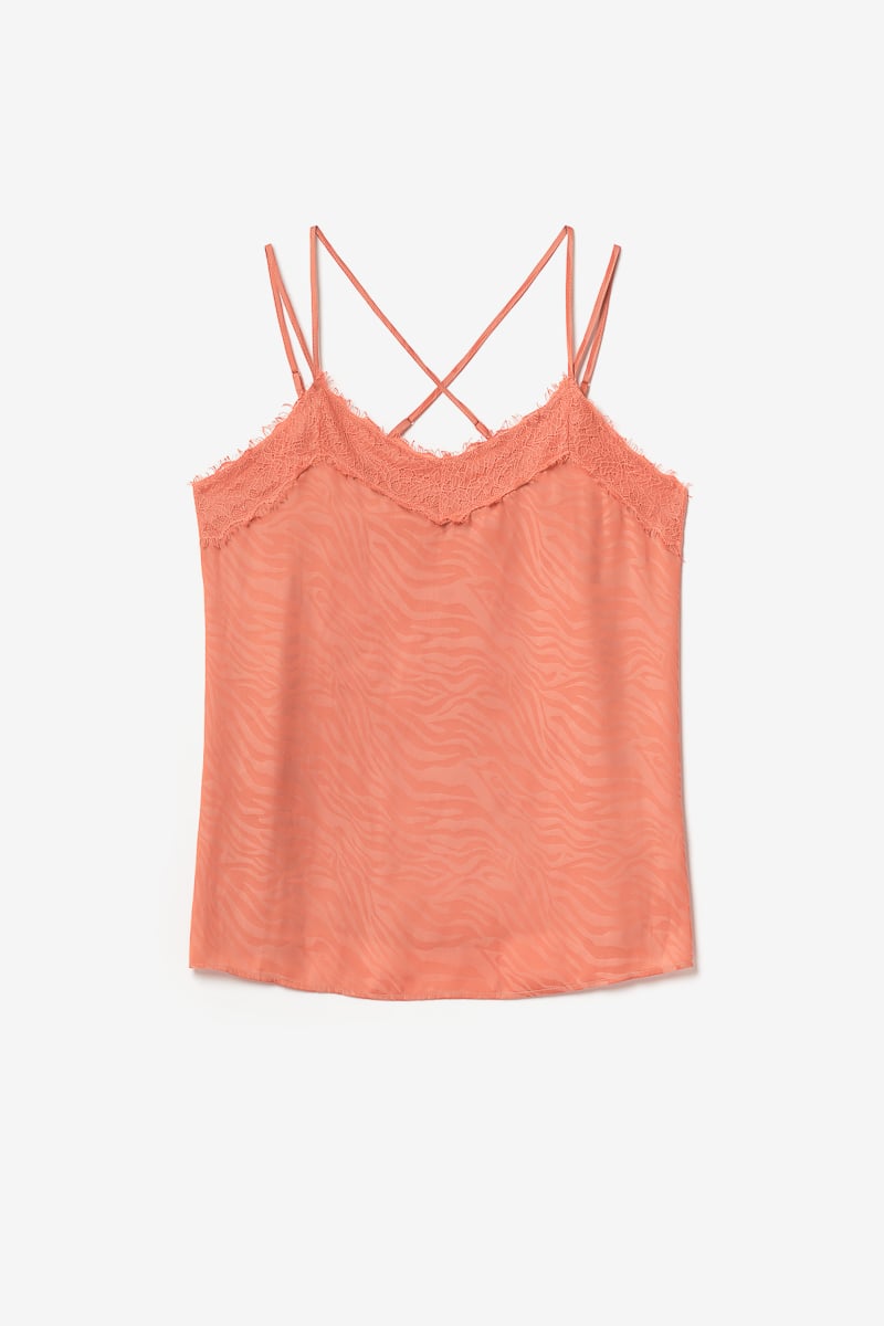 Orange coral jacquard Ayek camisole