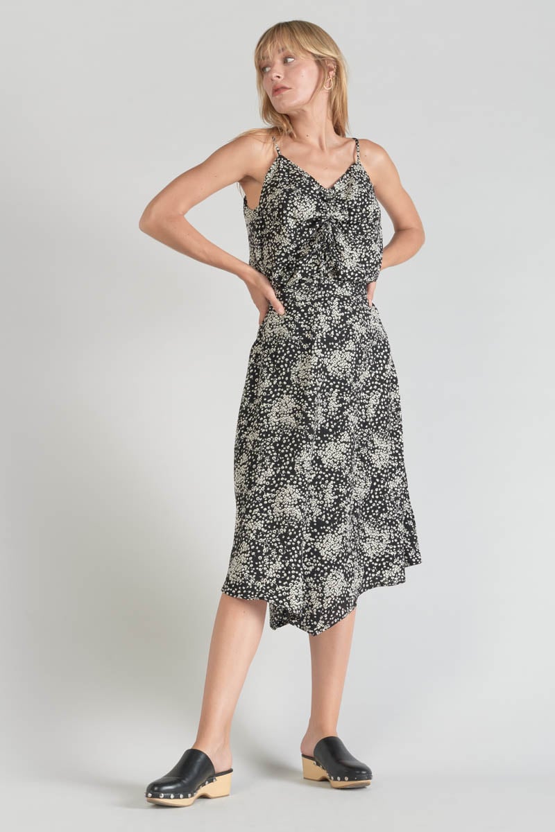 Black and white floral Cassand long skirt