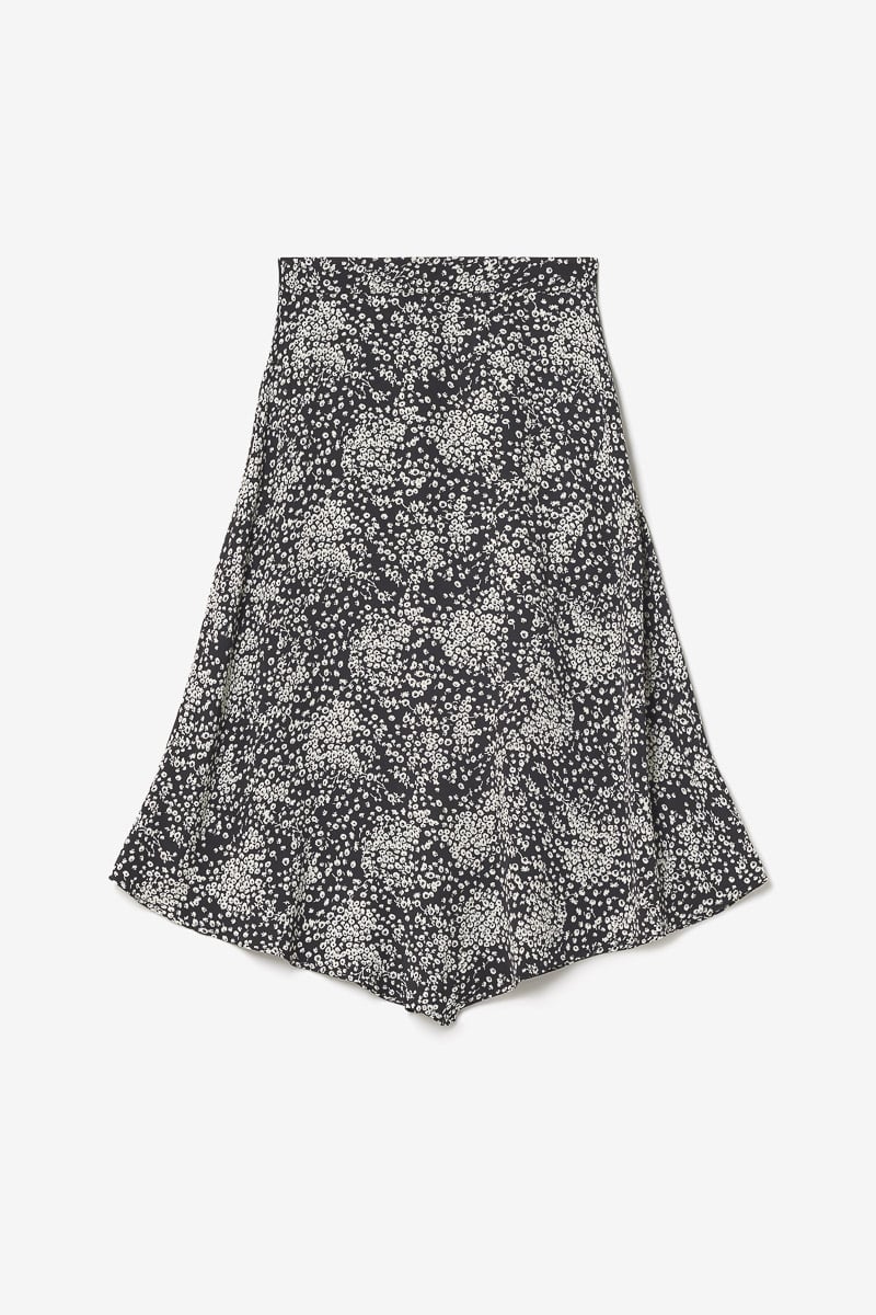 Black and white floral Cassand long skirt