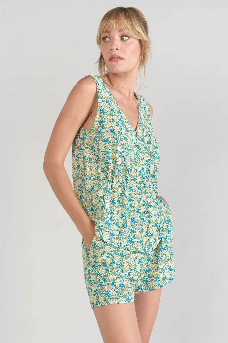 Green and blue floral Craig top