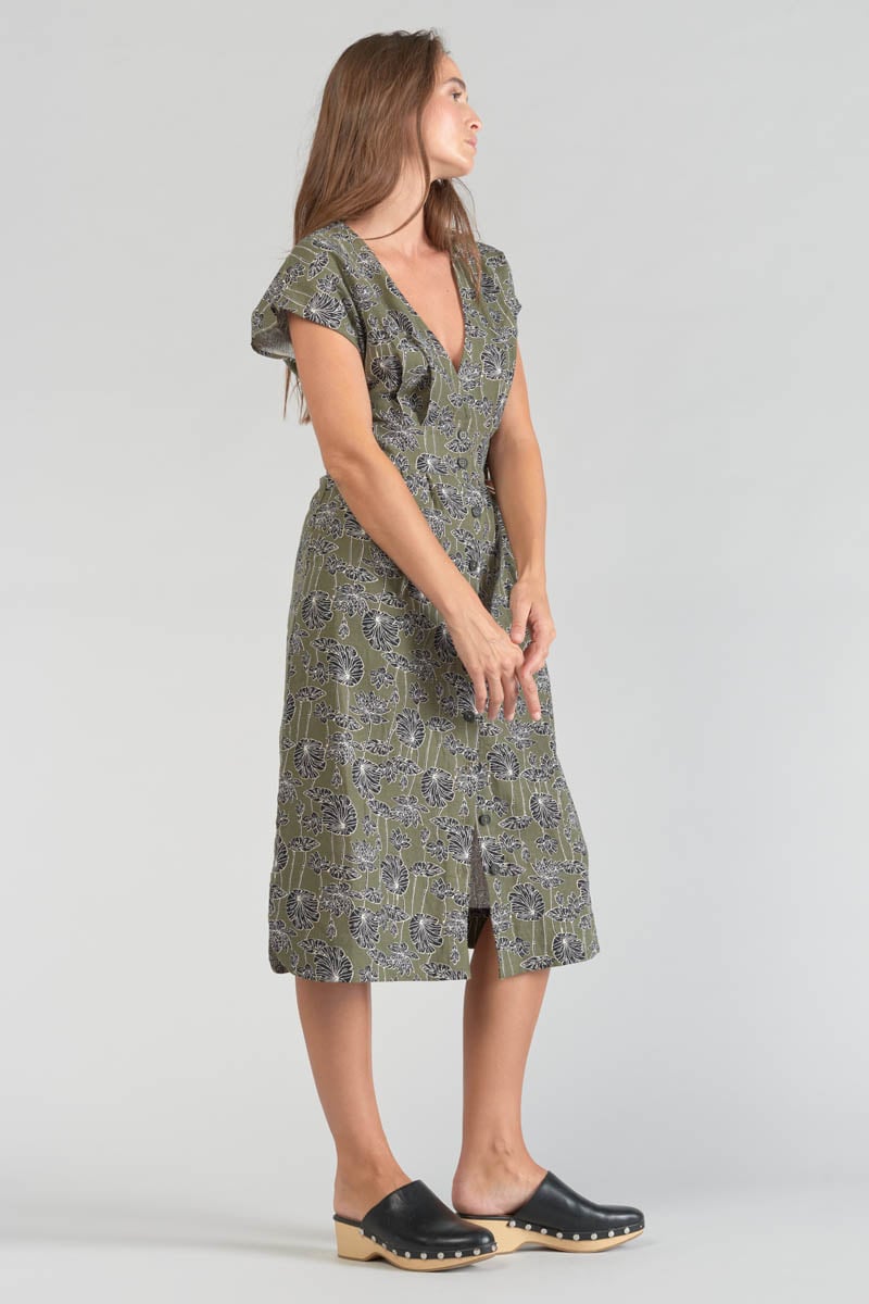 Khaki floral Croft maxi dress