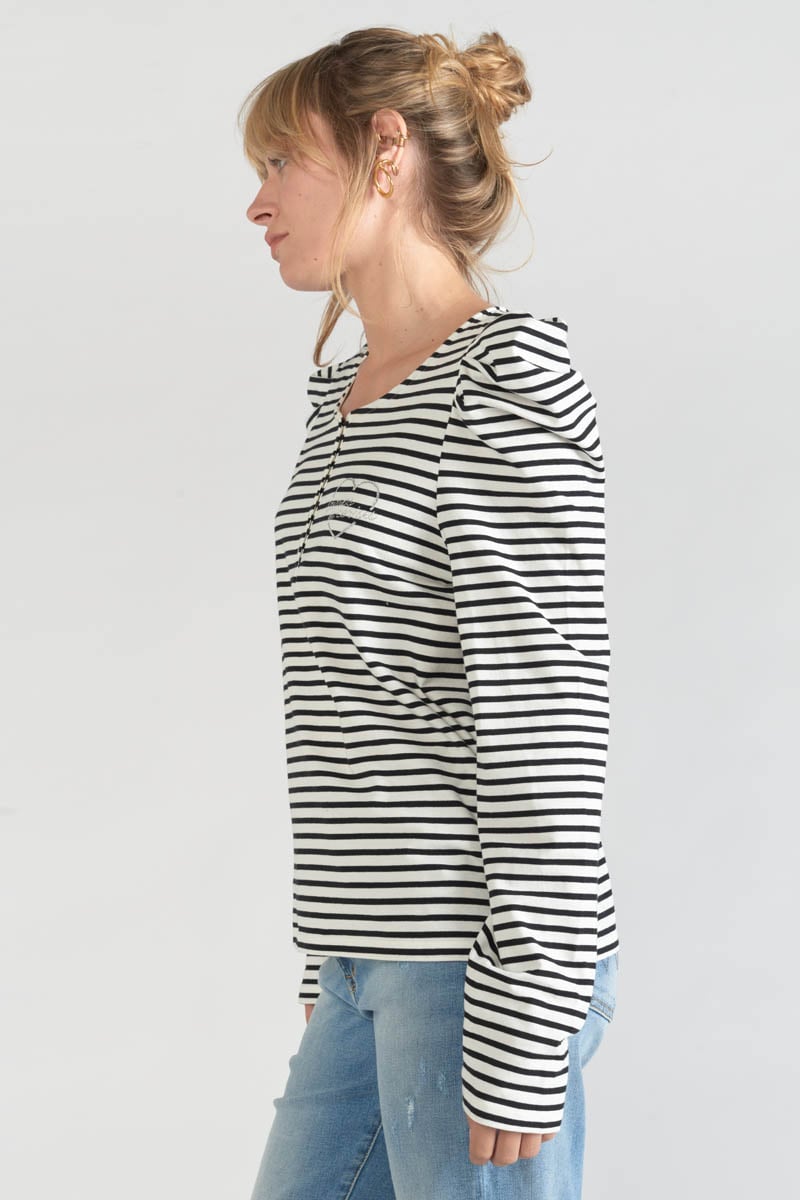 Black and white striped Demi top