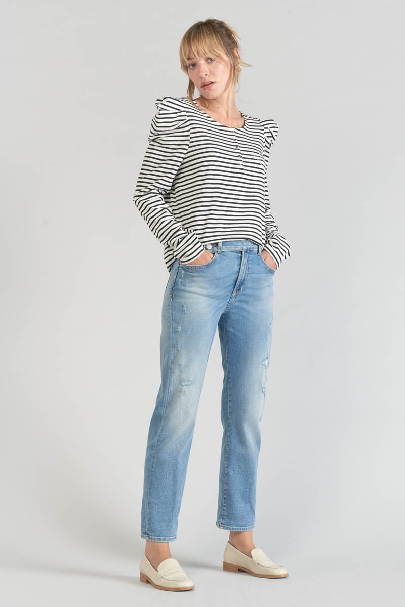 Black and white striped Demi top