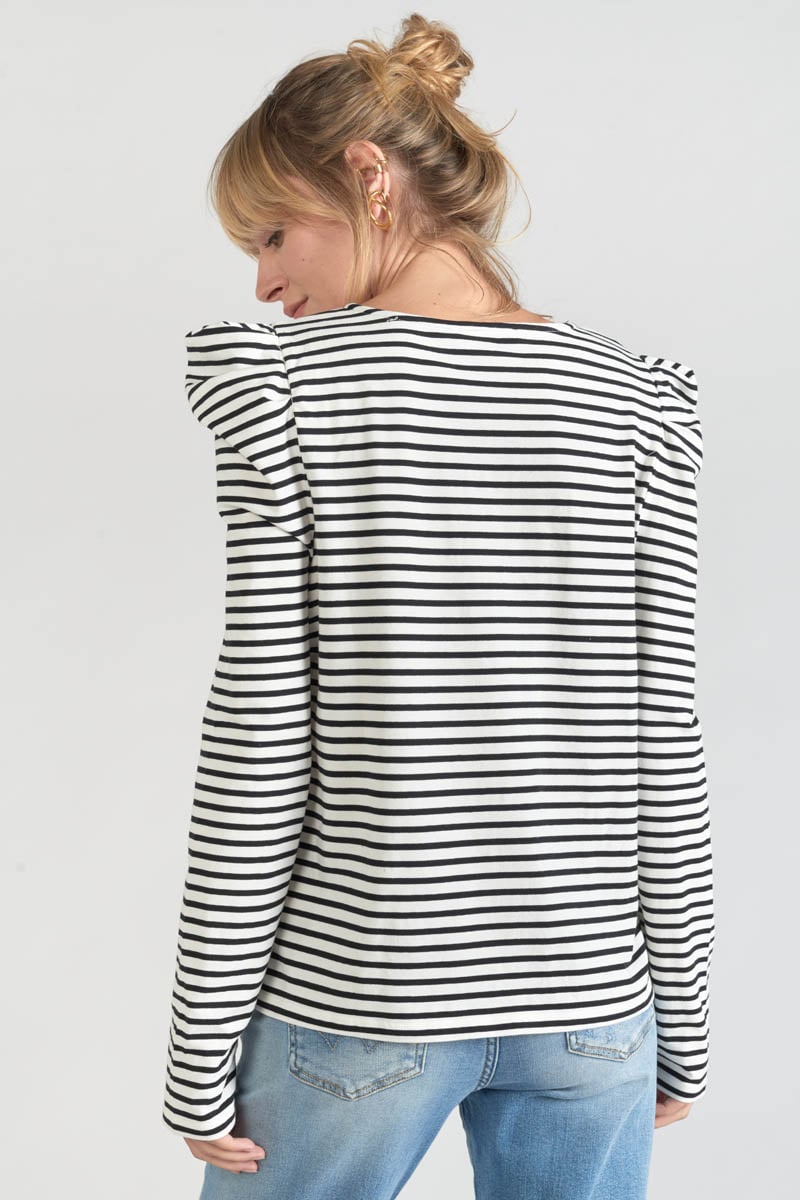 Black and white striped Demi top