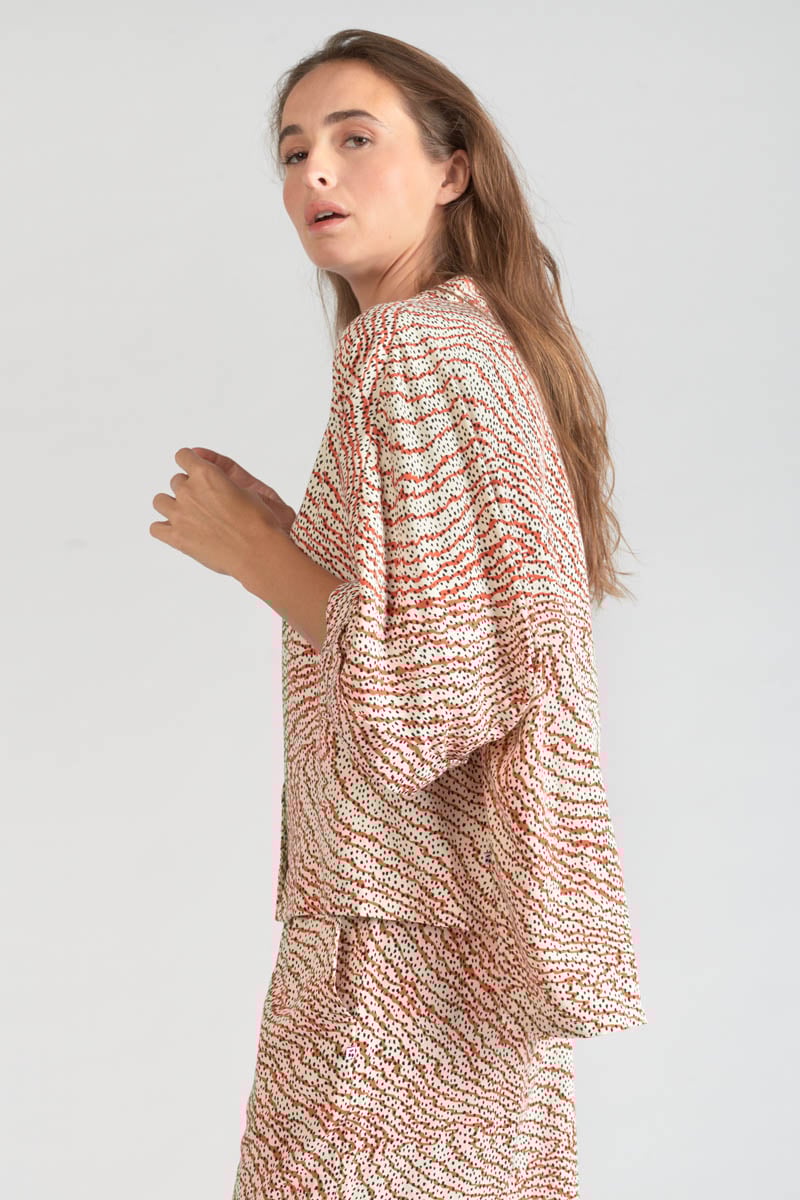 Orange and black print Freila blouse