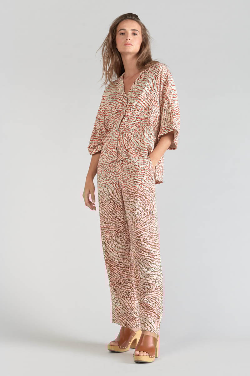 Orange and black print Freila blouse