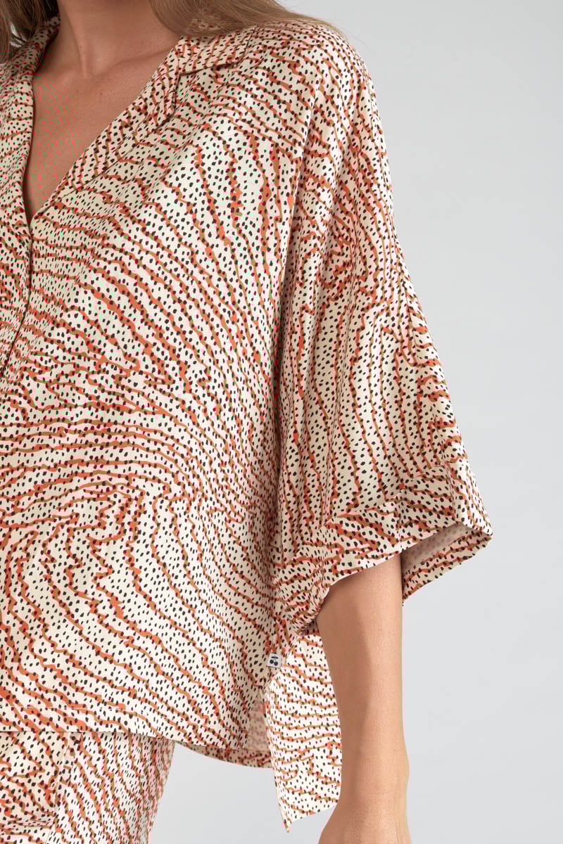 Orange and black print Freila blouse