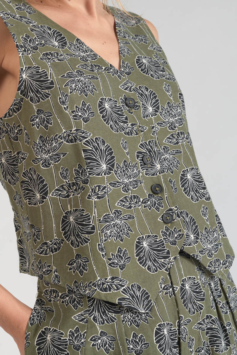 Floral print khaki Gish cardigan