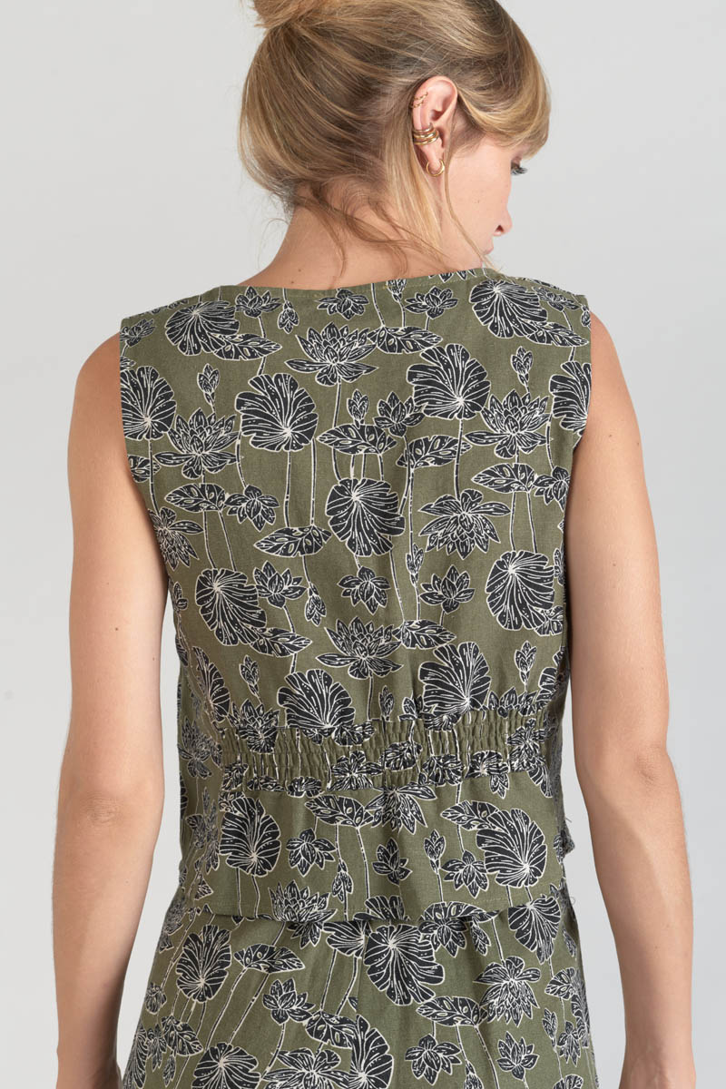 Floral print khaki Gish cardigan