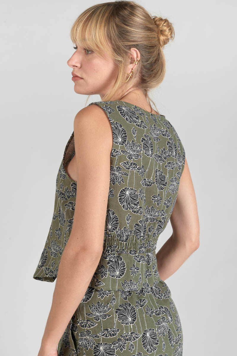 Floral print khaki Gish cardigan