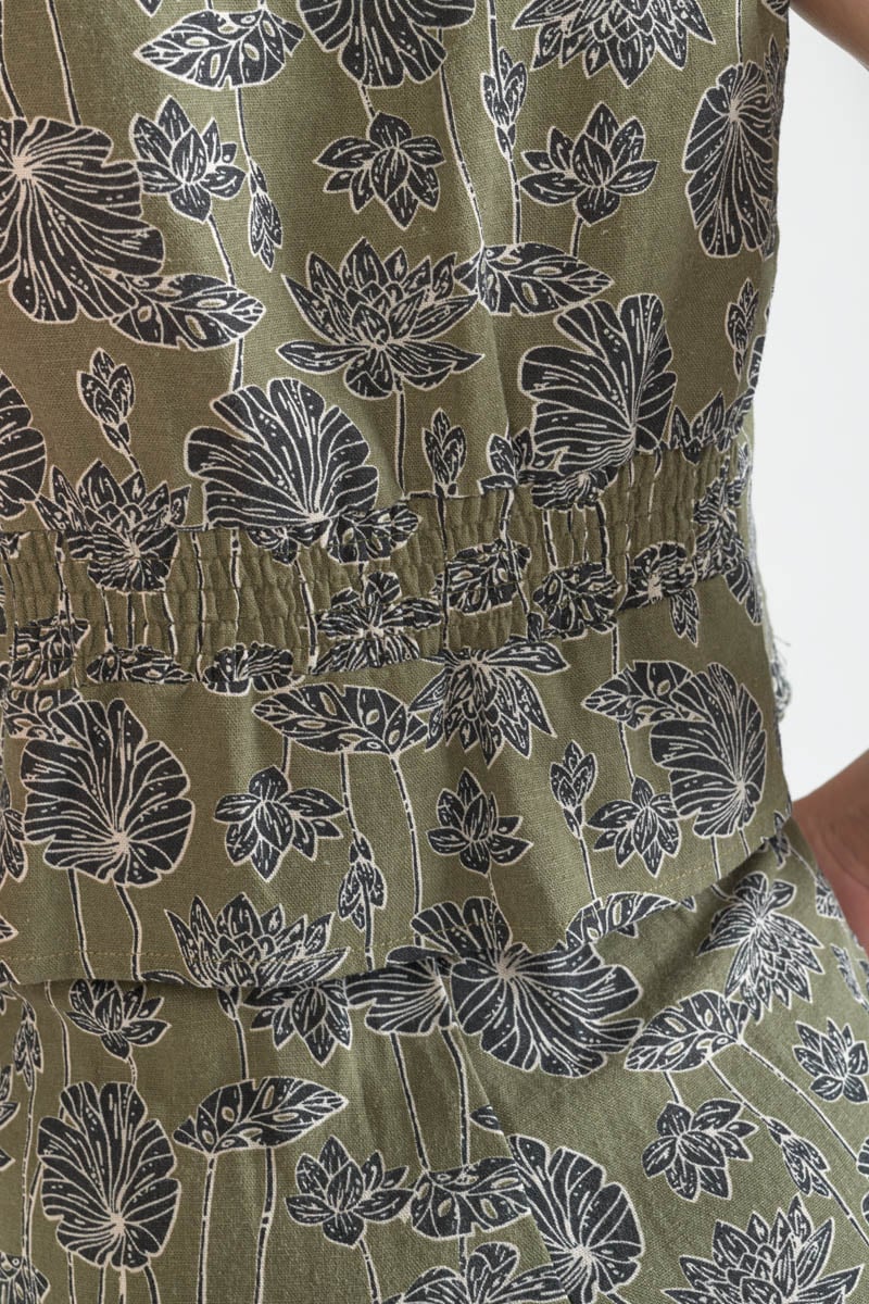 Floral print khaki Gish cardigan