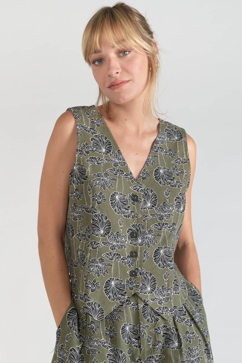 Floral print khaki Gish cardigan