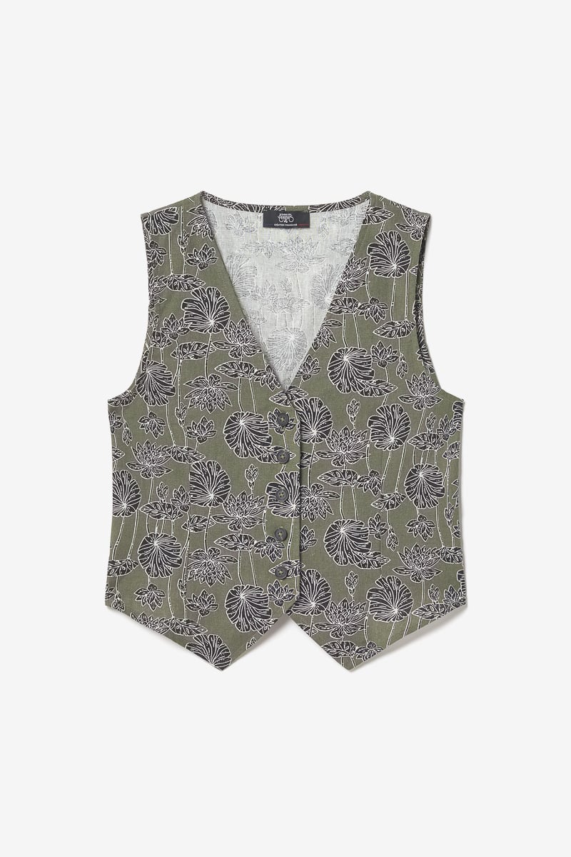 Floral print khaki Gish cardigan