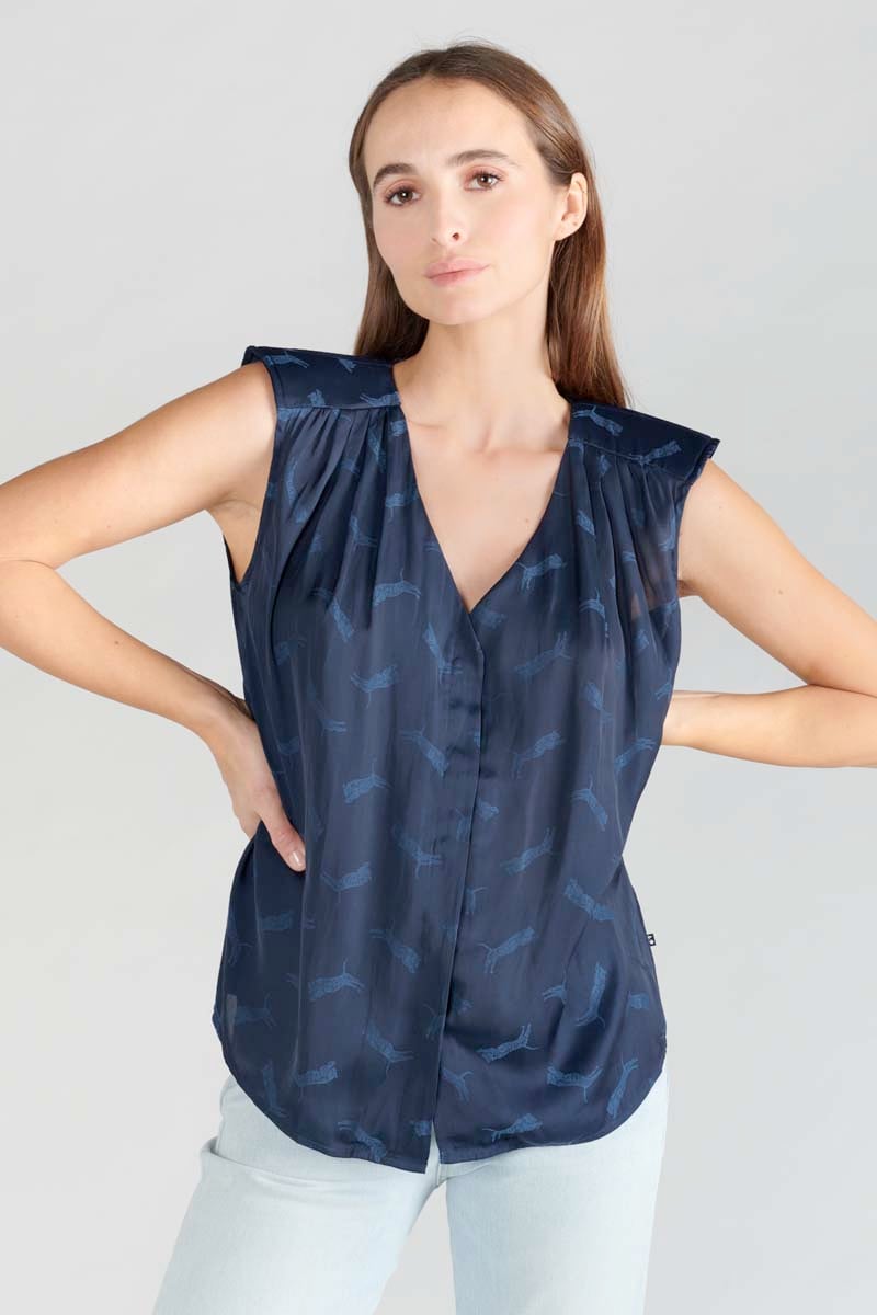 Navy blue jacquard Missou top
