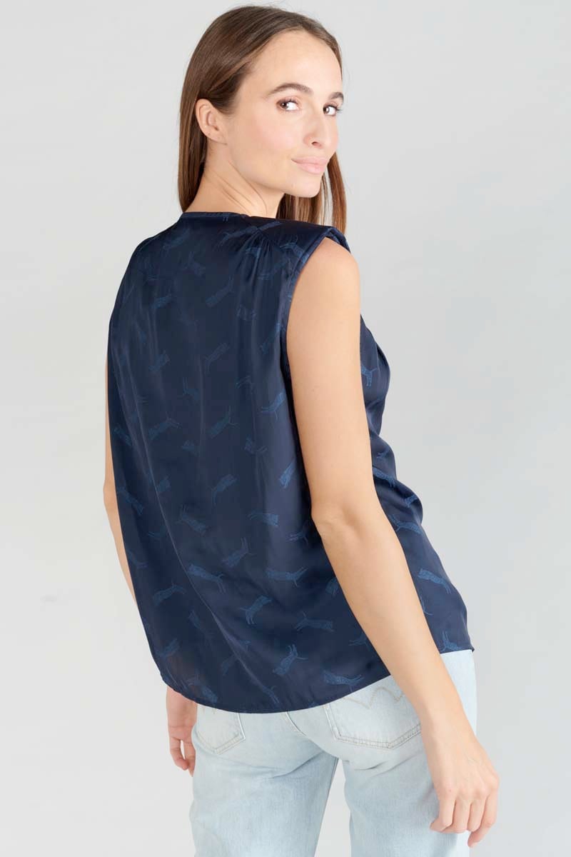 Navy blue jacquard Missou top