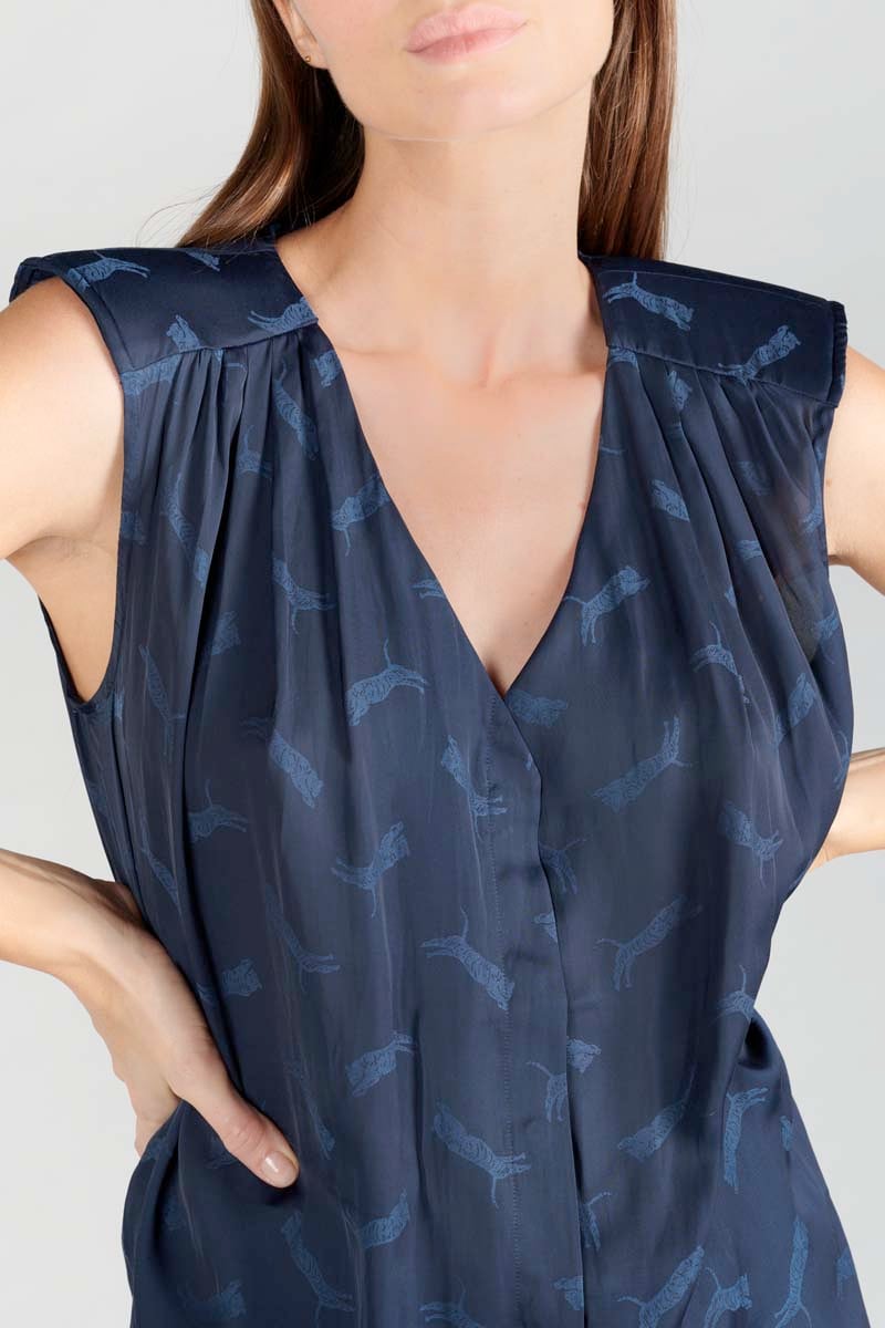 Navy blue jacquard Missou top