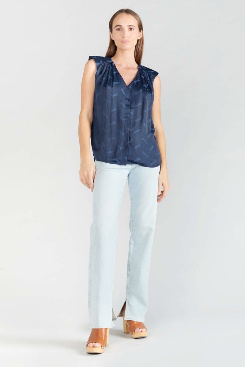 Navy blue jacquard Missou top