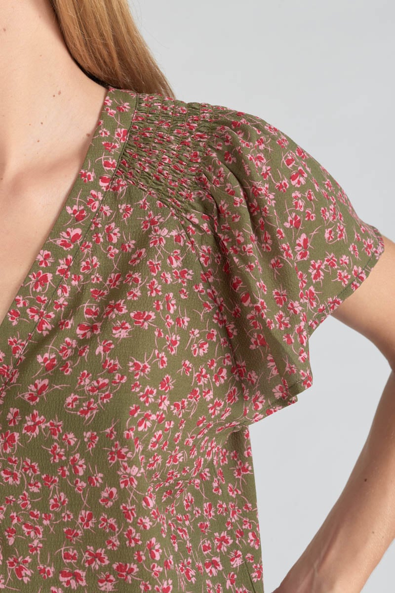 Khaki floral Norine top