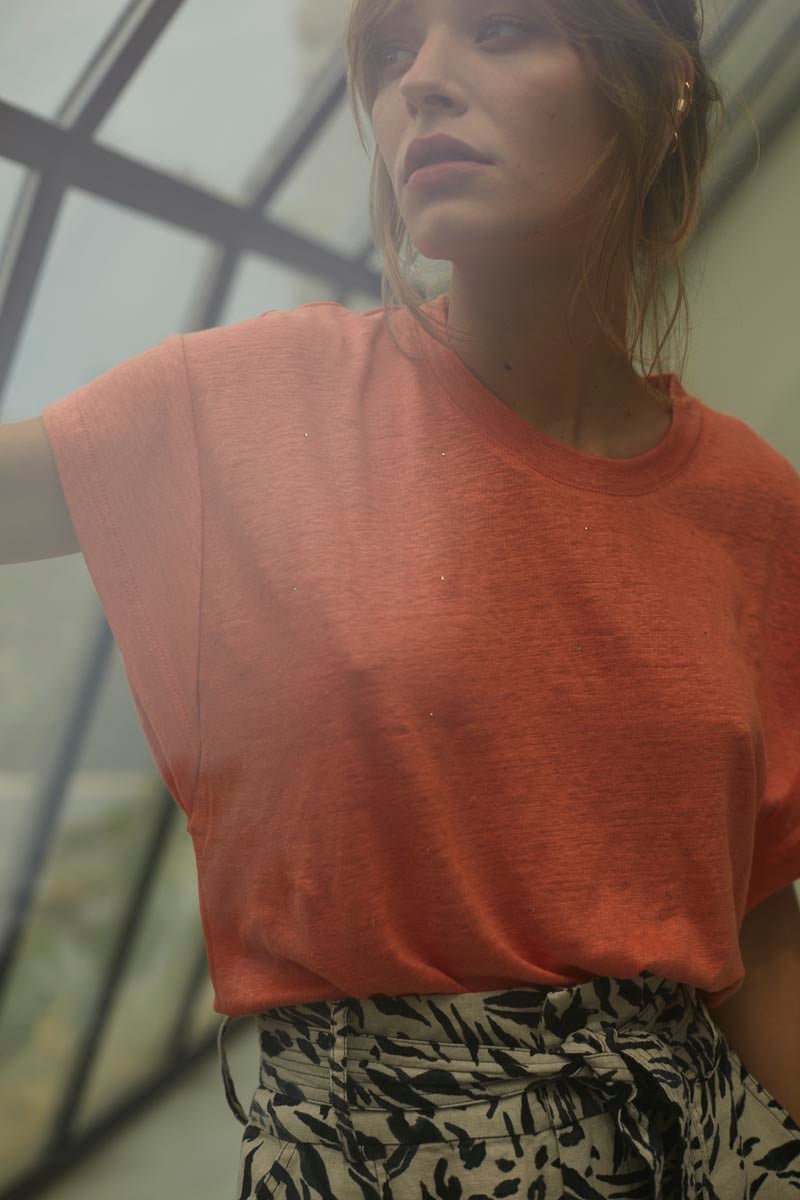 Coral orange Overs top