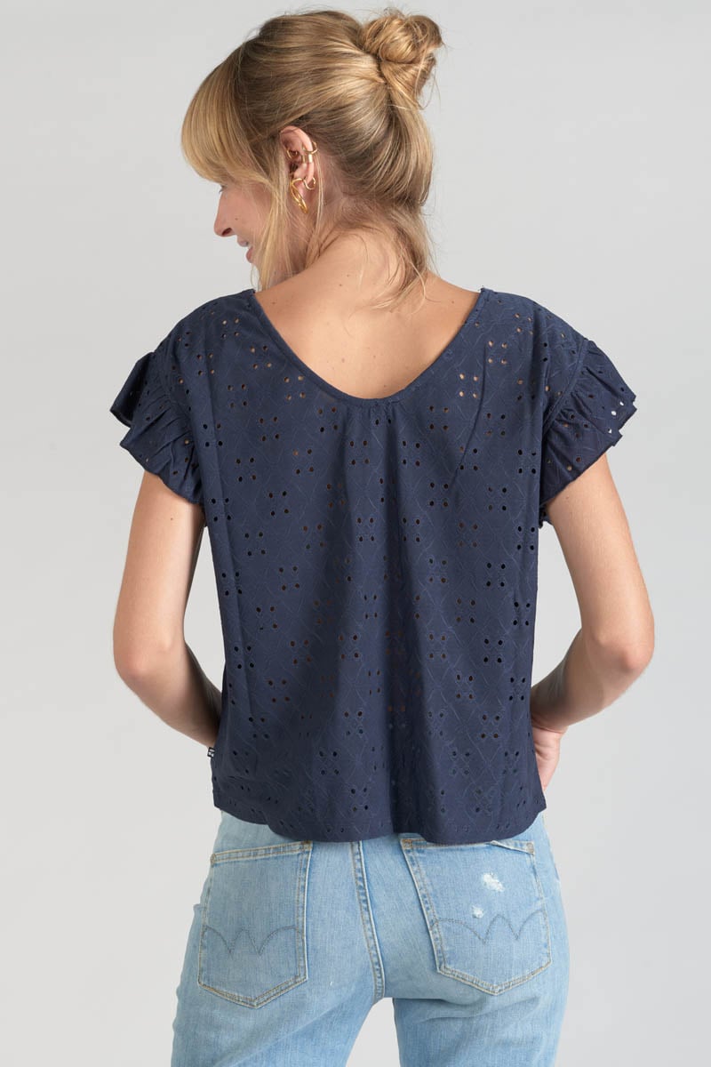 Navy blue openwork Pedrina top