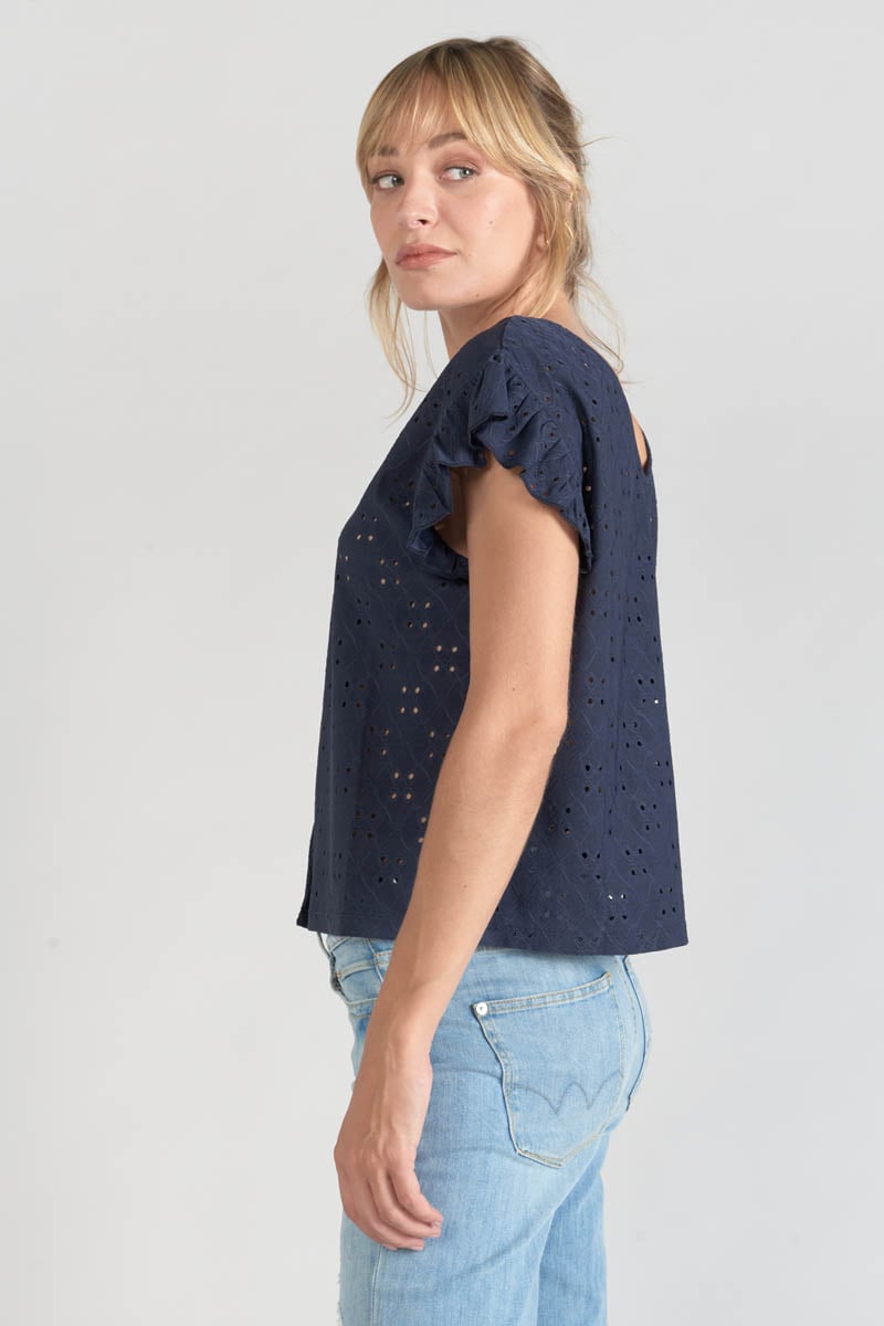 Navy blue openwork Pedrina top