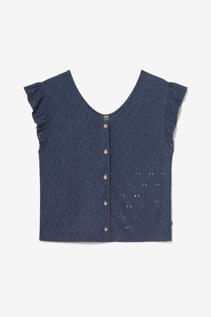 Navy blue openwork Pedrina top