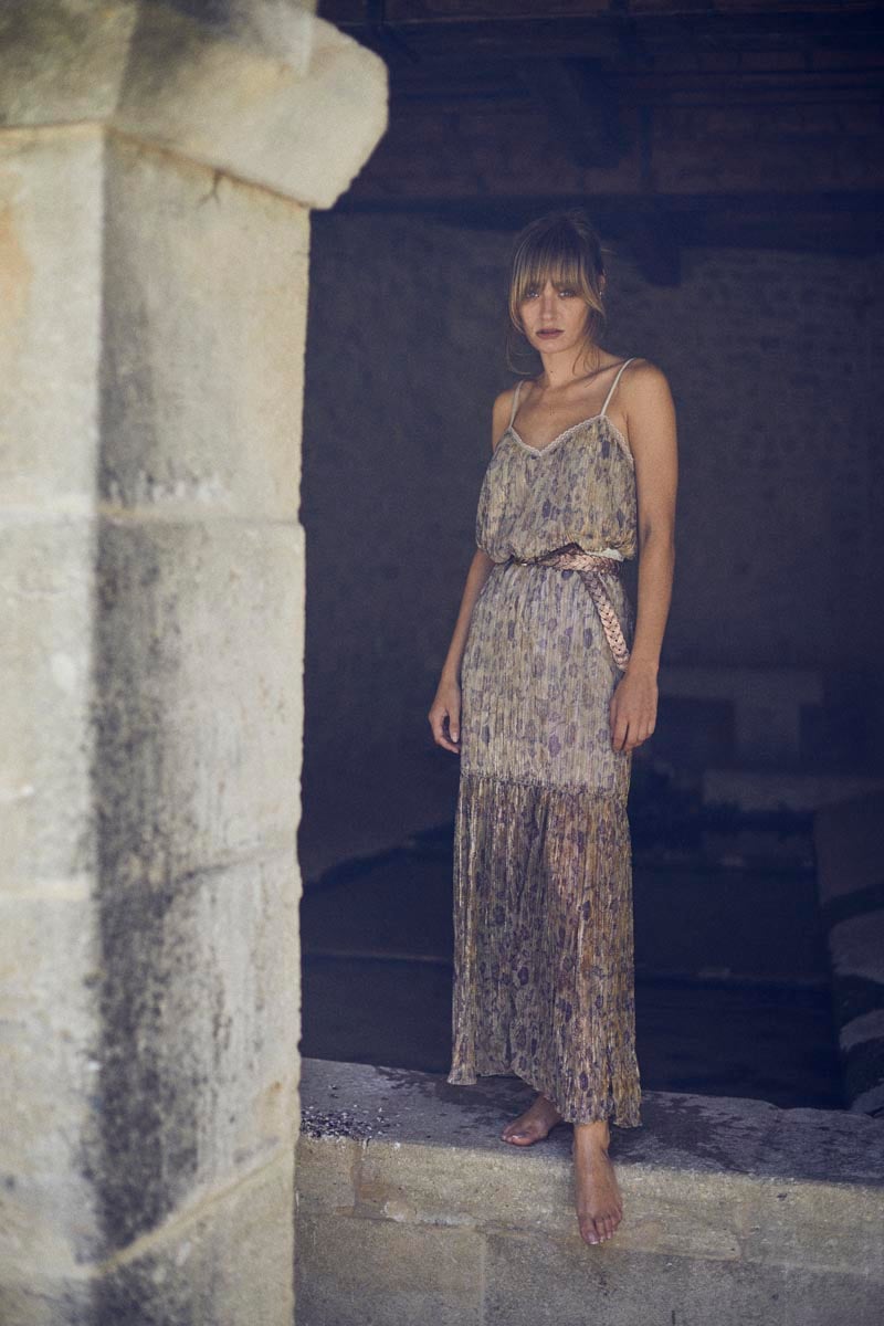 Gold floral Ran long skirt