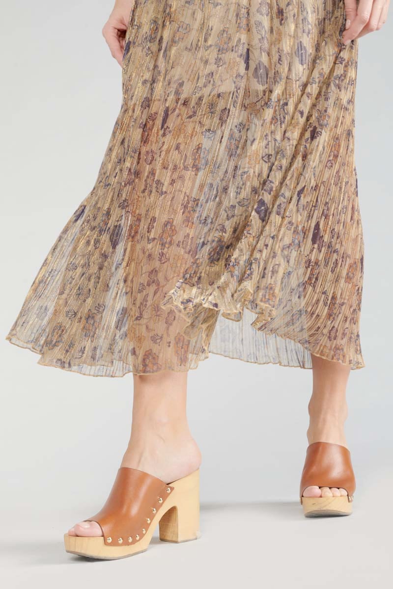 Gold floral Ran long skirt