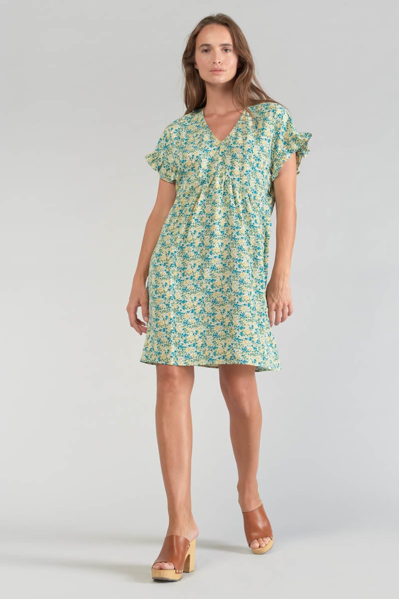 Green and blue floral Tate dress