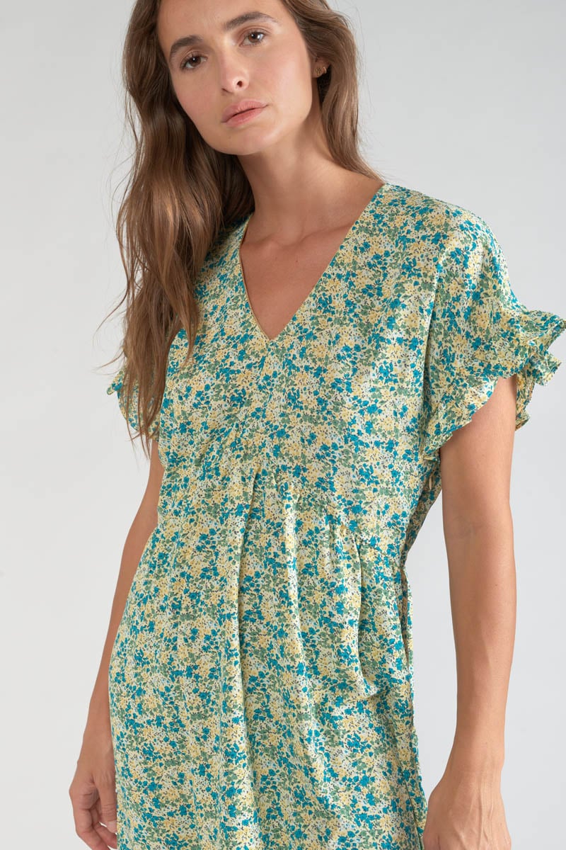Green and blue floral Tate dress