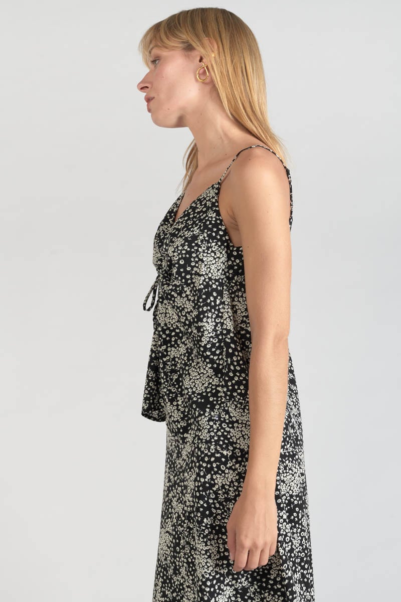 Black and white floral Veronic camisole