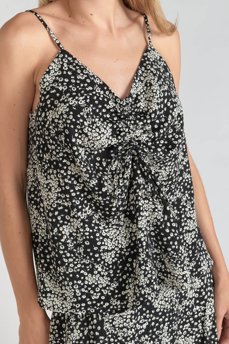 Black and white floral Veronic camisole