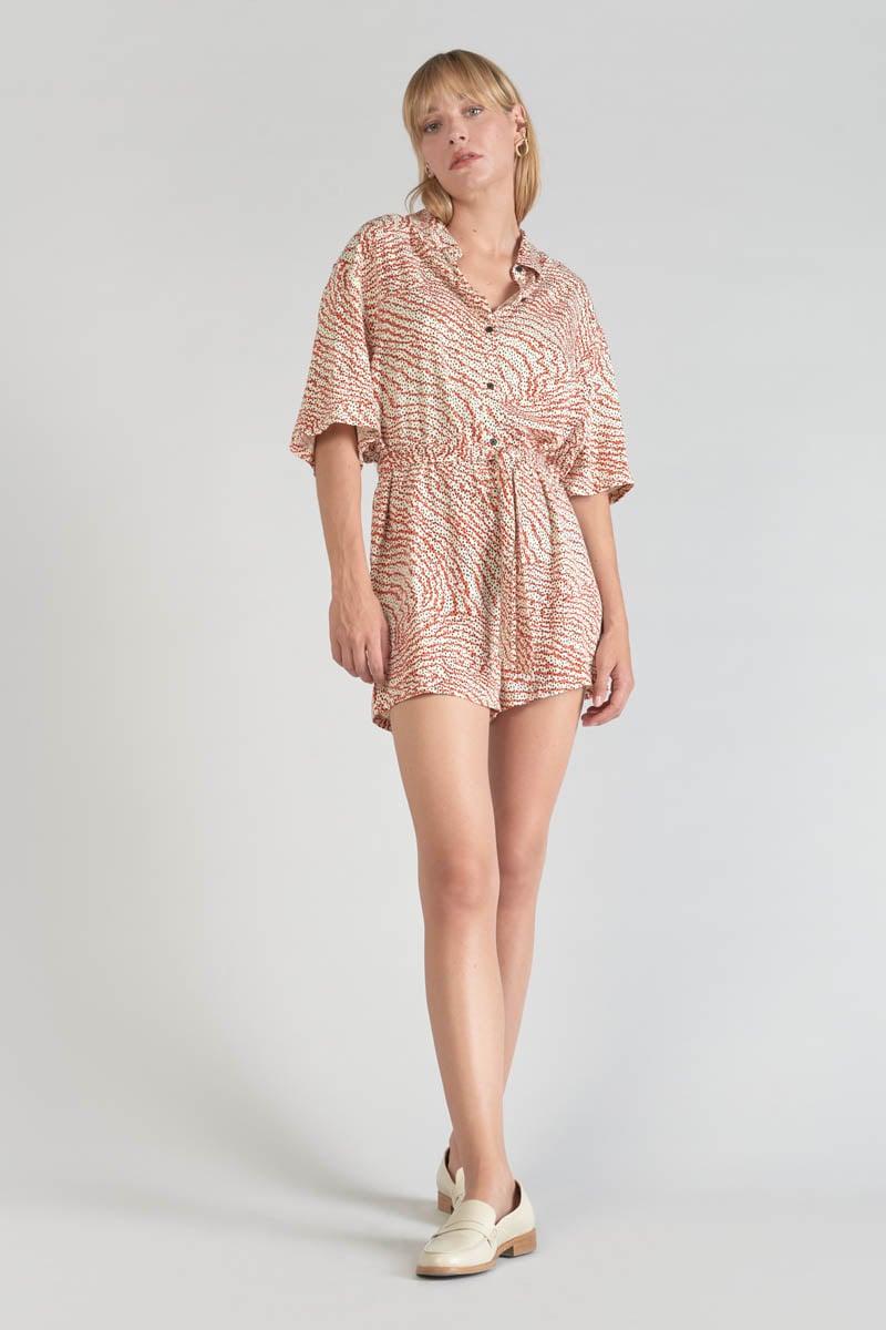 Orange and black print Zely playsuit