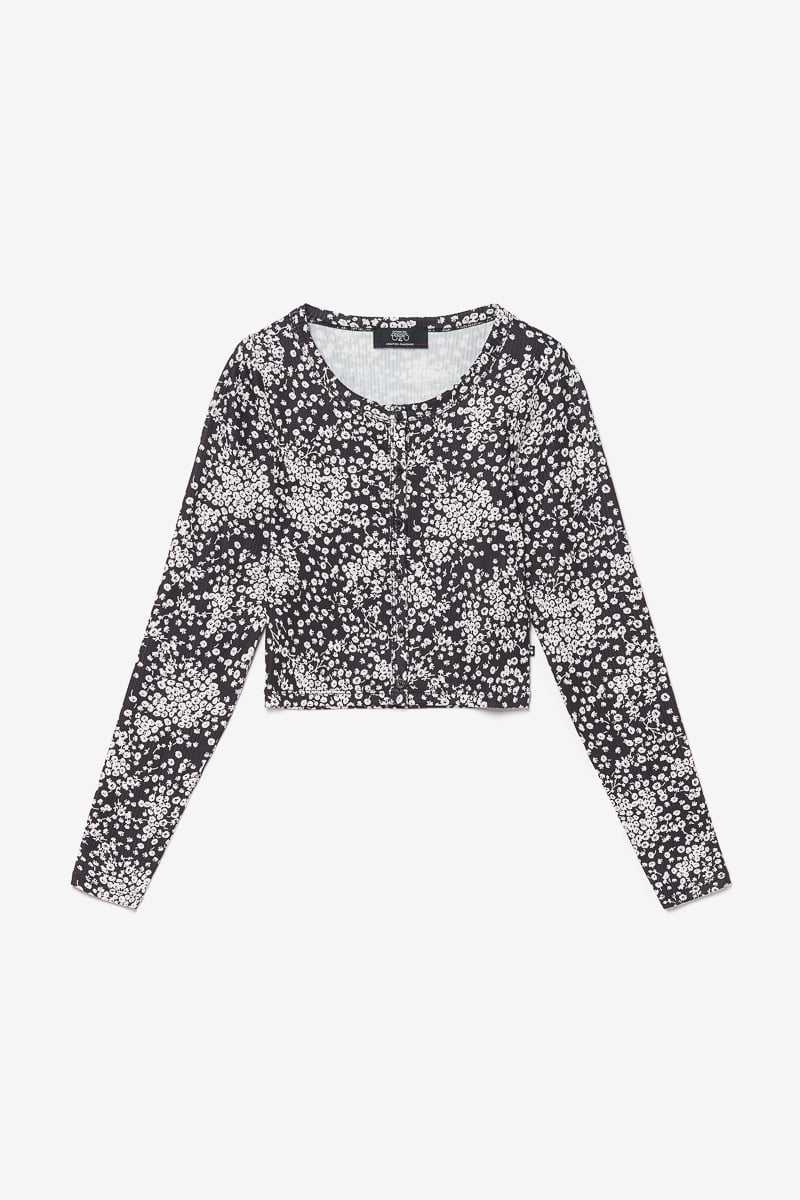 Black and white floral Comegi cardigan
