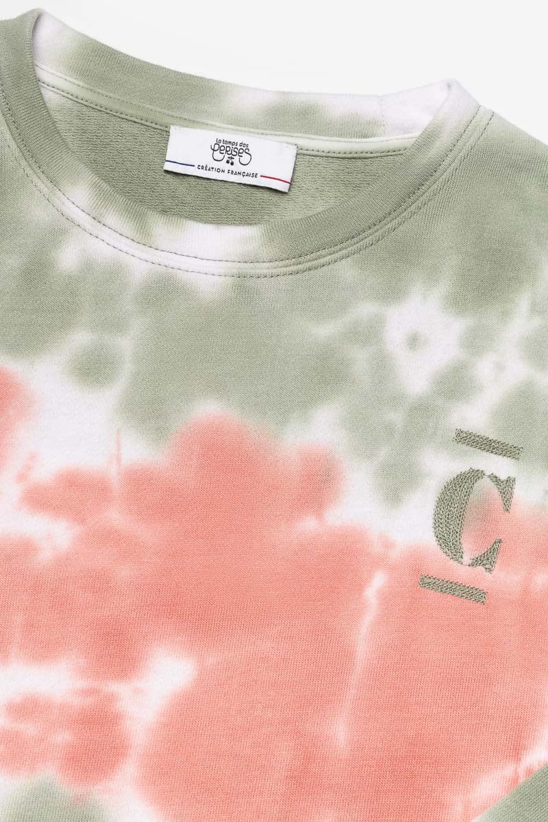 Pink and khaki tie-dye Fulagi sweatshirt