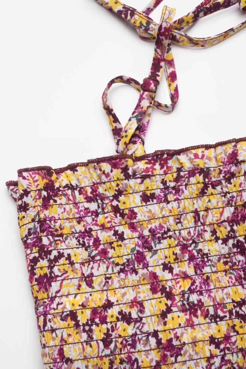 Pink and yellow floral Janisgi crop top