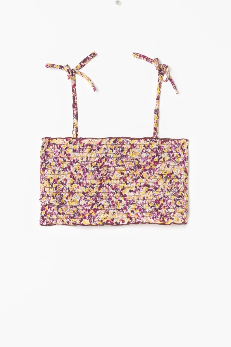 Pink and yellow floral Janisgi crop top