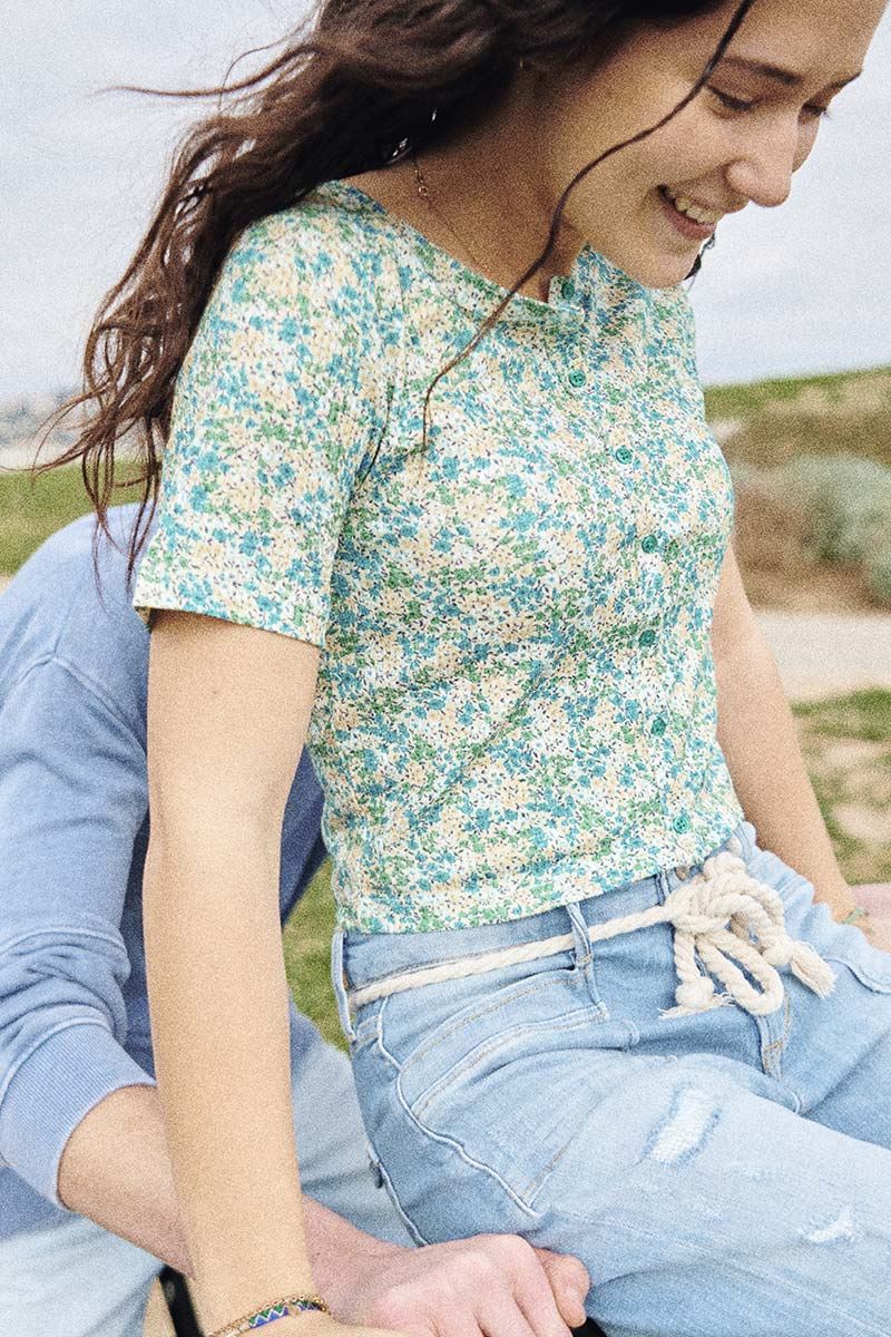 Green floral Yzygi top