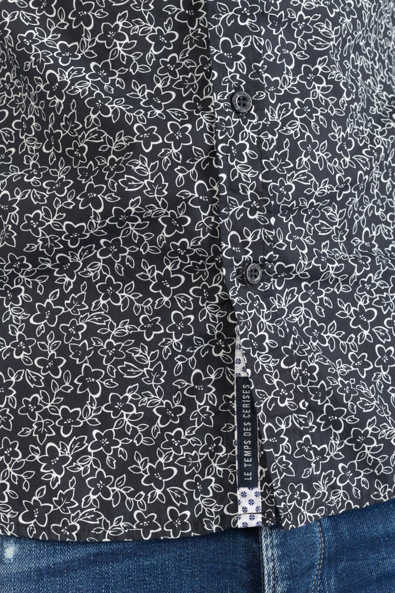 Chemise Fibor à motif fleuri noir et blanc