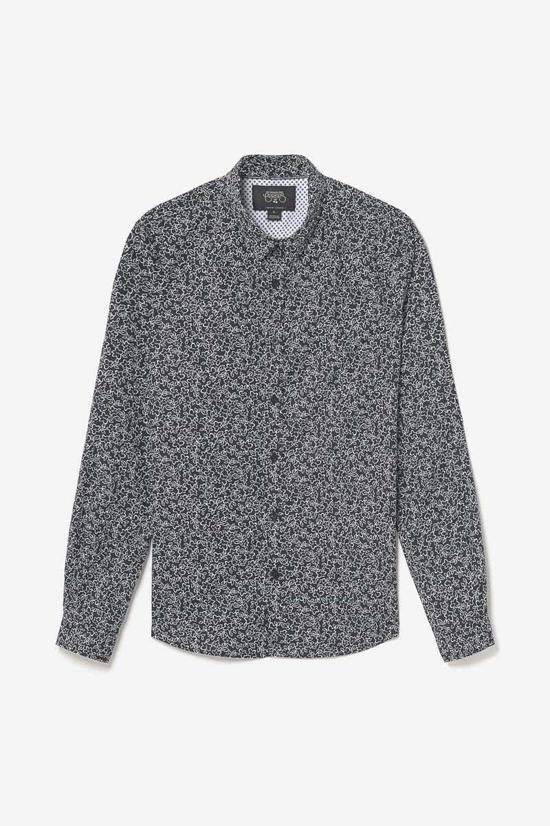 Chemise Fibor à motif fleuri noir et blanc