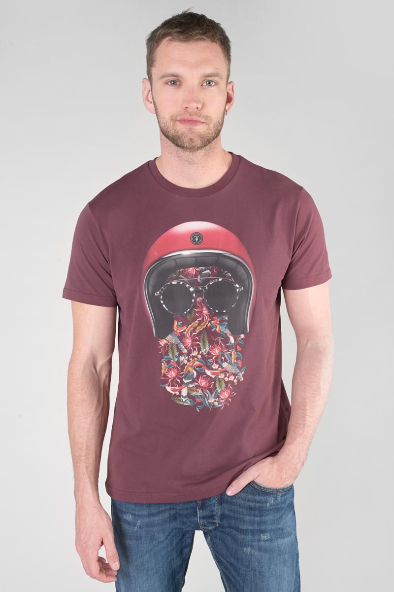 Burgundy printed Gregor t-shirt
