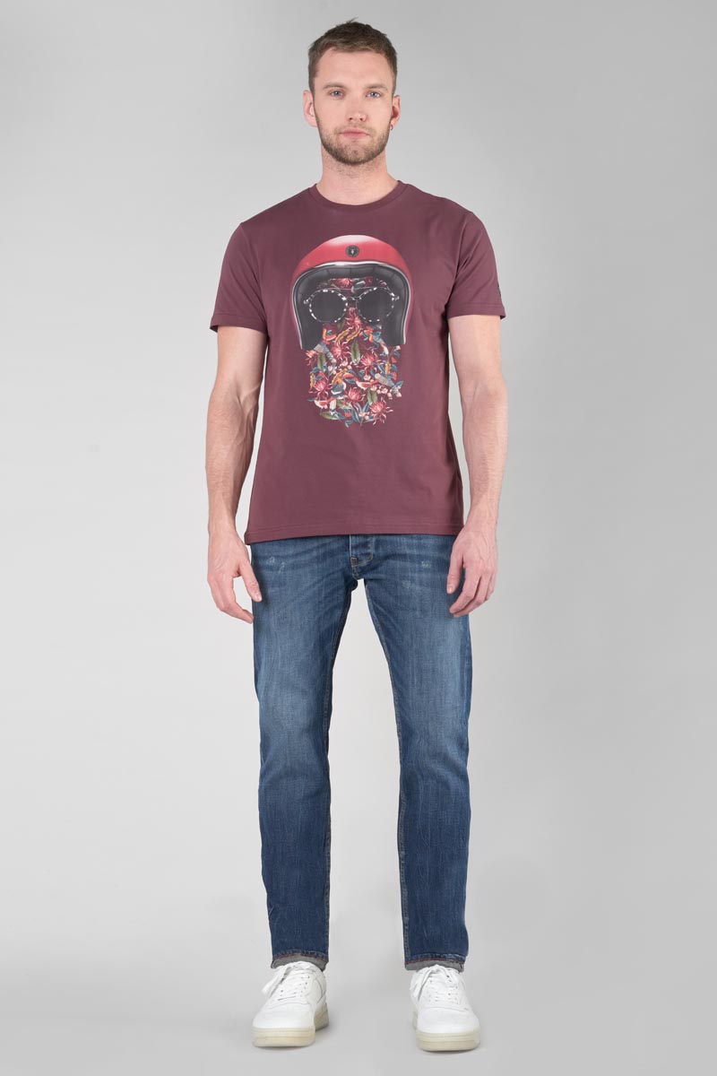 Burgundy printed Gregor t-shirt