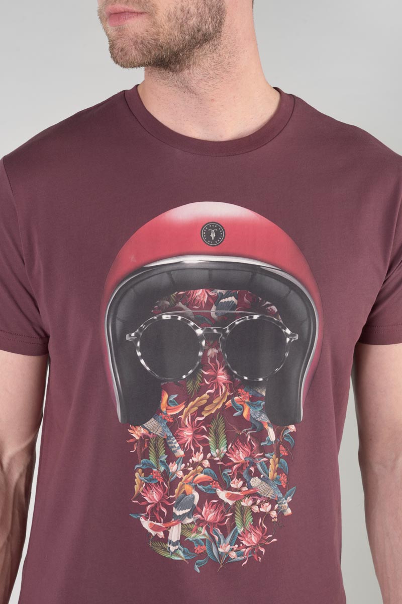 Burgundy printed Gregor t-shirt