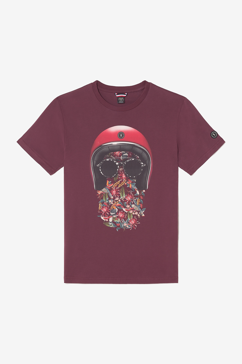 Burgundy printed Gregor t-shirt