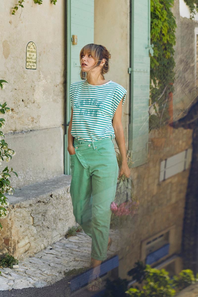 Cosy boyfit 7/8ème jeans vert menthe