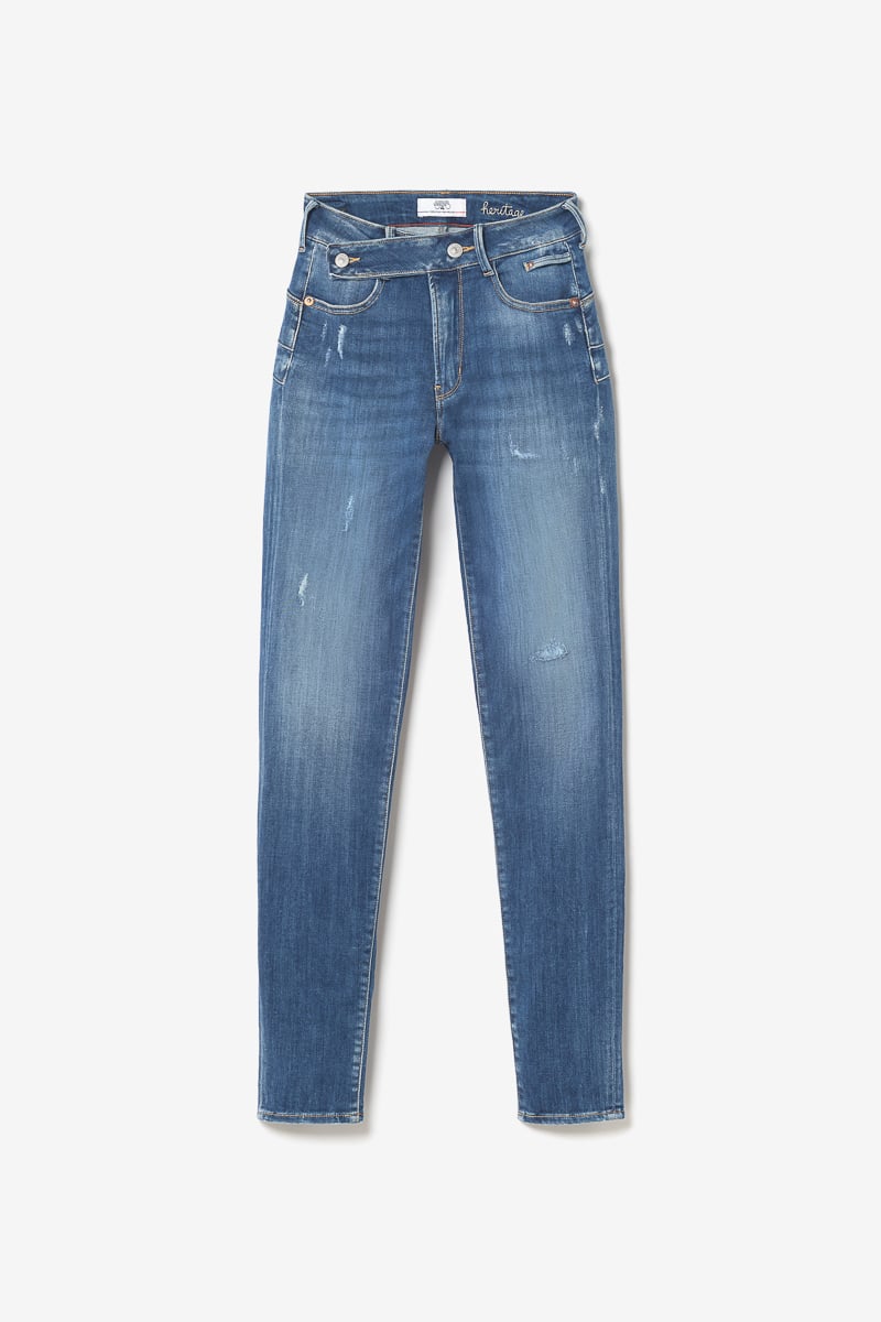 Jeans pulp slim Dina taille haute destroy bleu N°2