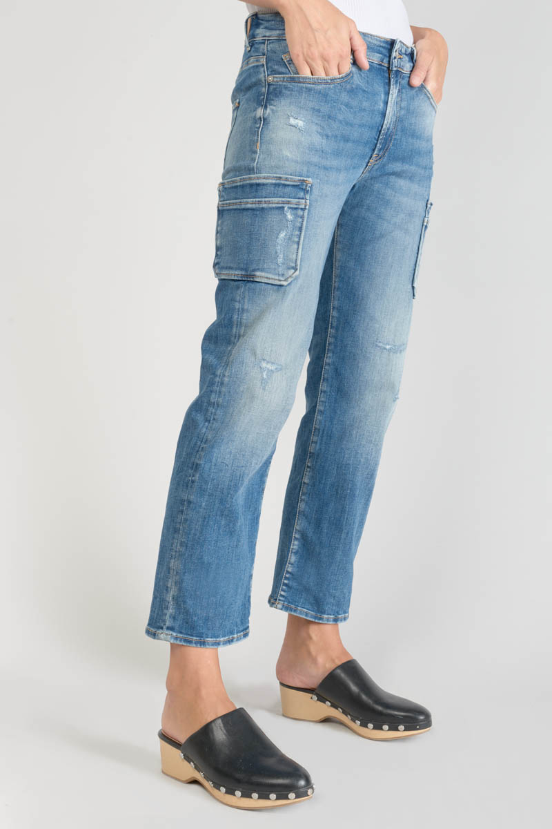 Jeans regular Precieux taille haute 7/8ème destroy bleu N°3